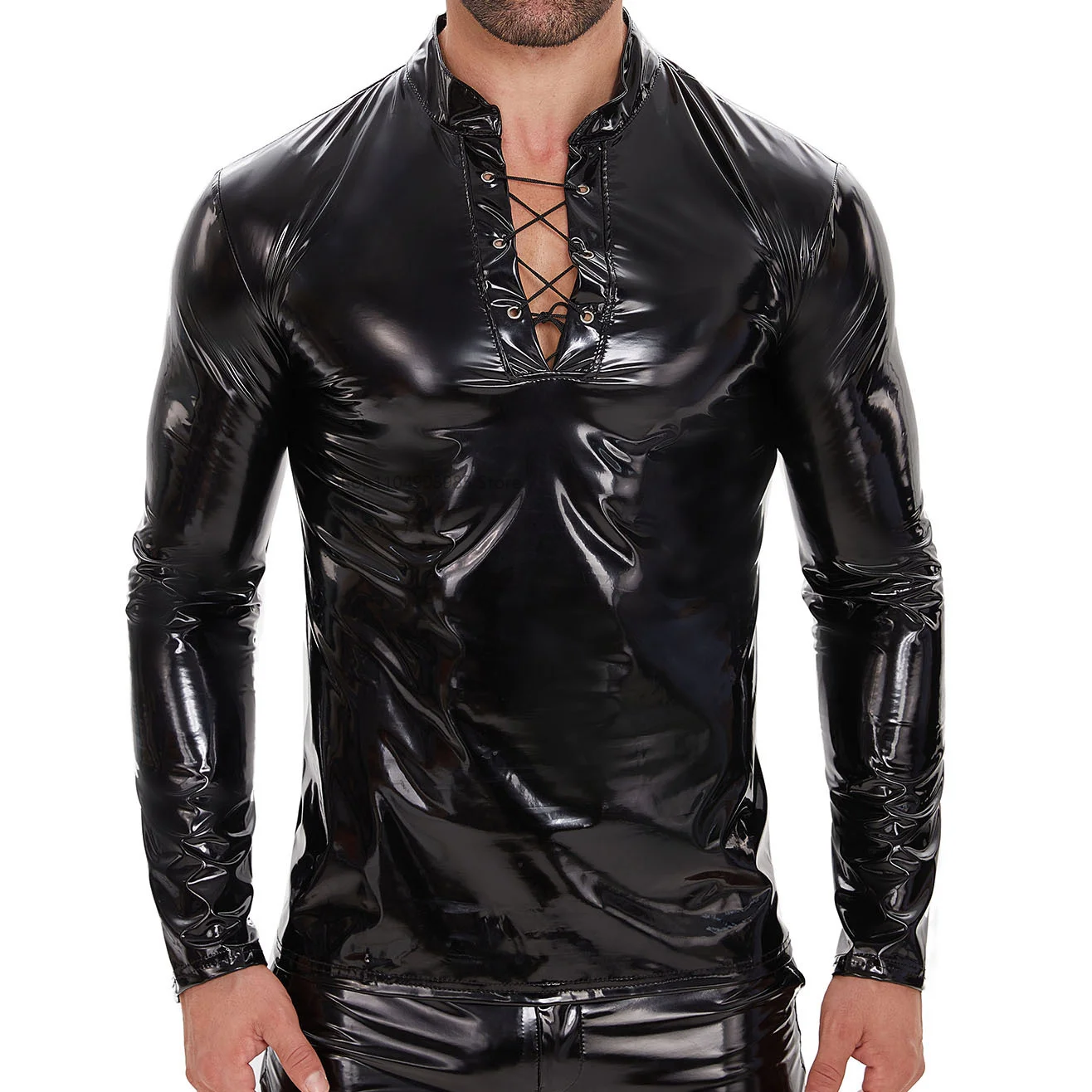 Men's Long Sleeve T-shirts Shiny Wet Look PVC Leather Blouse Nightclub Stage Costume Slim Lace-up Stretchy Tops Plus Size S-7XL
Men's Long Sleeve T-shirts Shiny Wet Look PVC Leather Blouse Nightclub Stage Costume Slim Lace-up Stretchy Tops Plus Size S-7XL