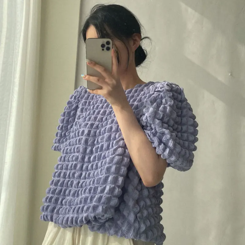 Chic Summer Women's Loose Fit round Ne ort Sve Casual irt Versatile Soft Gentle Pullover Top Bubble Sve Pure Color
Chic Summer Women's Loose Fit round Ne ort Sve Casual irt Versatile Soft Gentle Pullover Top Bubble Sve Pure Color