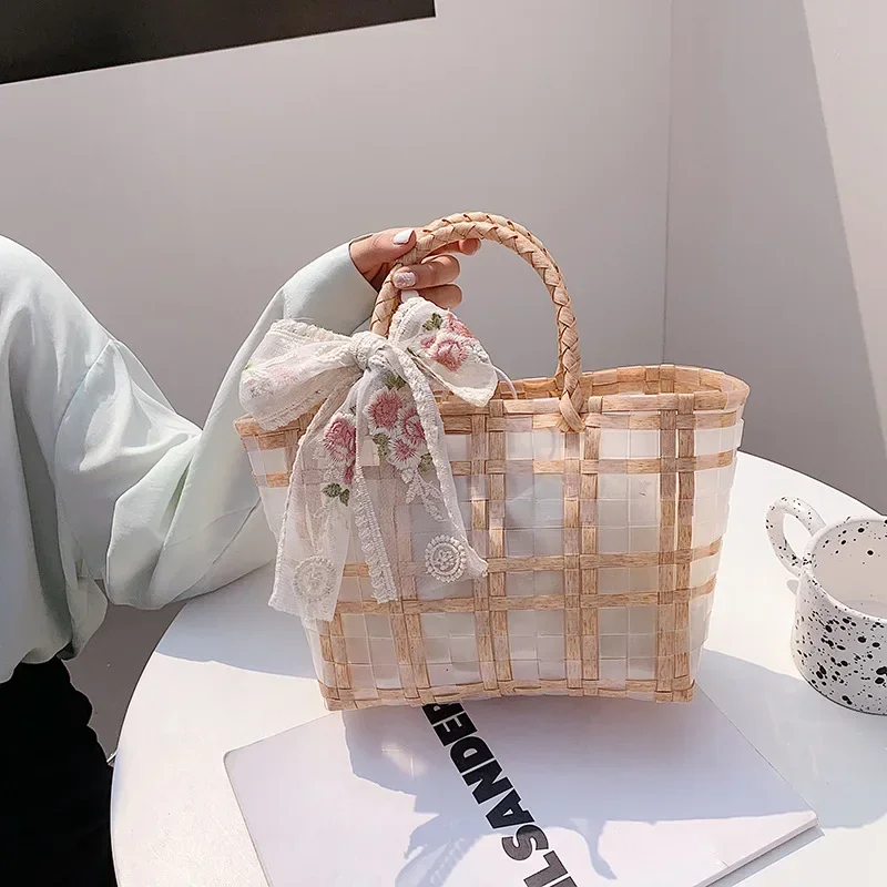 Lace Transparent Woven Bag Large Capacity Female Summer 2023 New Fashion Portable Vegetable Basket Woven Beach Bag
Lace Transparent Woven Bag Large Capacity Female Summer 2023 New Fashion Portable Vegetable Basket Woven Beach Bag