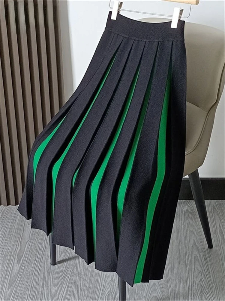 Knitted Pleated Skirt Women Fall Winter New High Waisted Contrast Color Chic Midi Skirt Ladies A Line Y2k Skirt Pleated Skirt
Knitted Pleated Skirt Women Fall Winter New High Waisted Contrast Color Chic Midi Skirt Ladies A Line Y2k Skirt Pleated Skirt