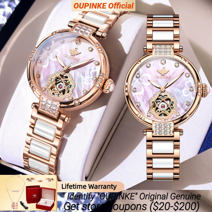 OUPINKE Automatic Mechanical Women's Watch Original Luxury Brand Skeleton Waterproof Ceramic Strap Ladies Watch 3183
OUPINKE Automatic Mechanical Women's Watch Original Luxury Brand Skeleton Waterproof Ceramic Strap Ladies Watch 3183