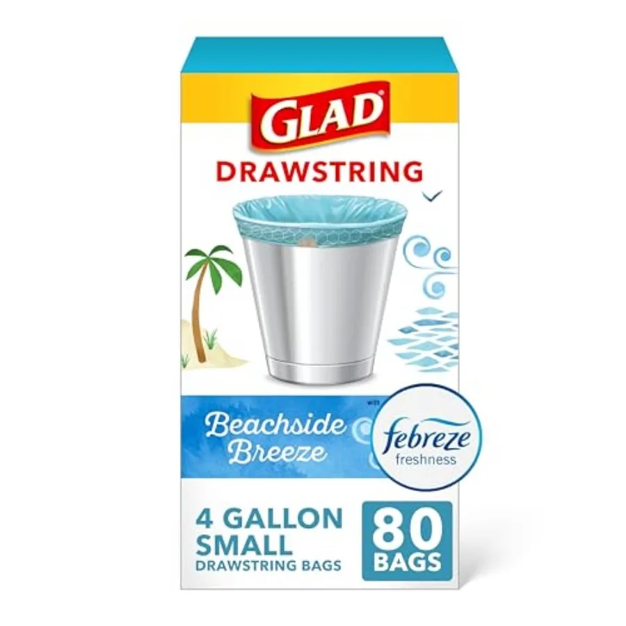 Small Trash Bags 4 Gallon, Febreze Beachside Breeze Garbage Bags, Odor Resistant with Drawstring, 80 Count
Small Trash Bags 4 Gallon, Febreze Beachside Breeze Garbage Bags, Odor Resistant with Drawstring, 80 Count