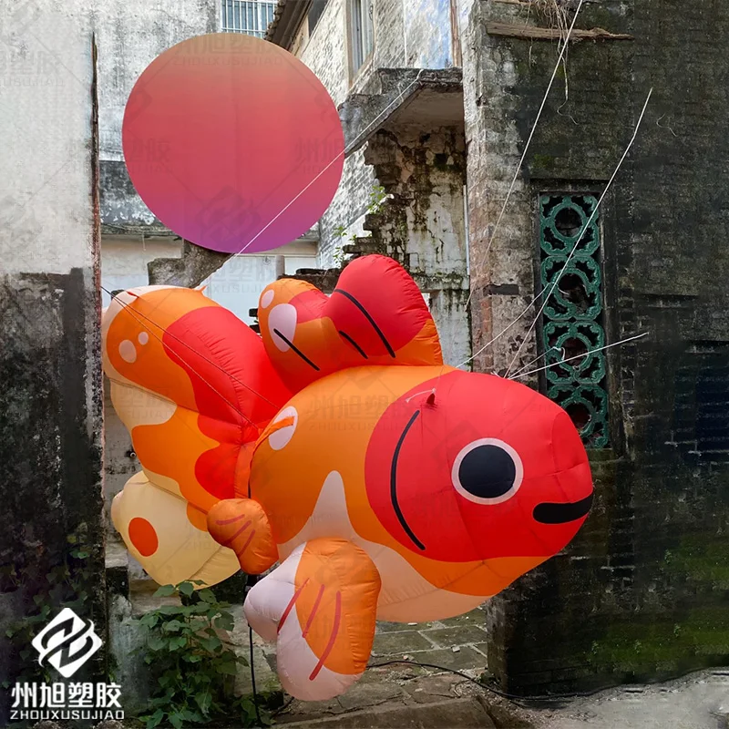 Giant inflatable red goldfish with white LED light/koi architectural decoration nightclub event advertising props
Giant inflatable red goldfish with white LED light/koi architectural decoration nightclub event advertising props