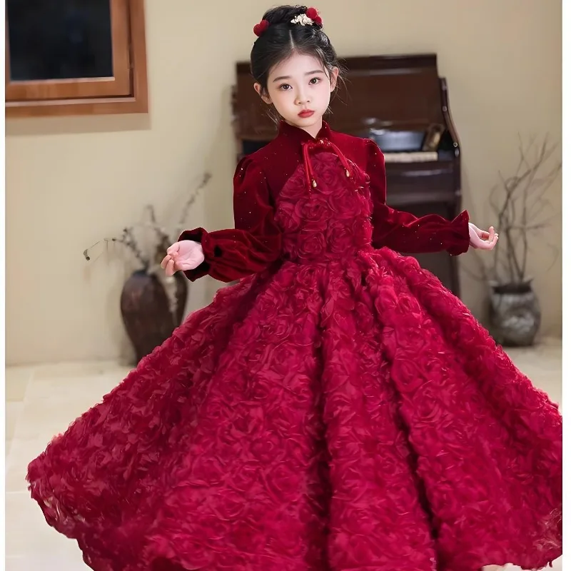 Kids Girls Burgundy Long Sleeve Vintage Party Dress Children Floral Princess Gown Birthday Pageant Wedding Evening Formal Wear
Kids Girls Burgundy Long Sleeve Vintage Party Dress Children Floral Princess Gown Birthday Pageant Wedding Evening Formal Wear