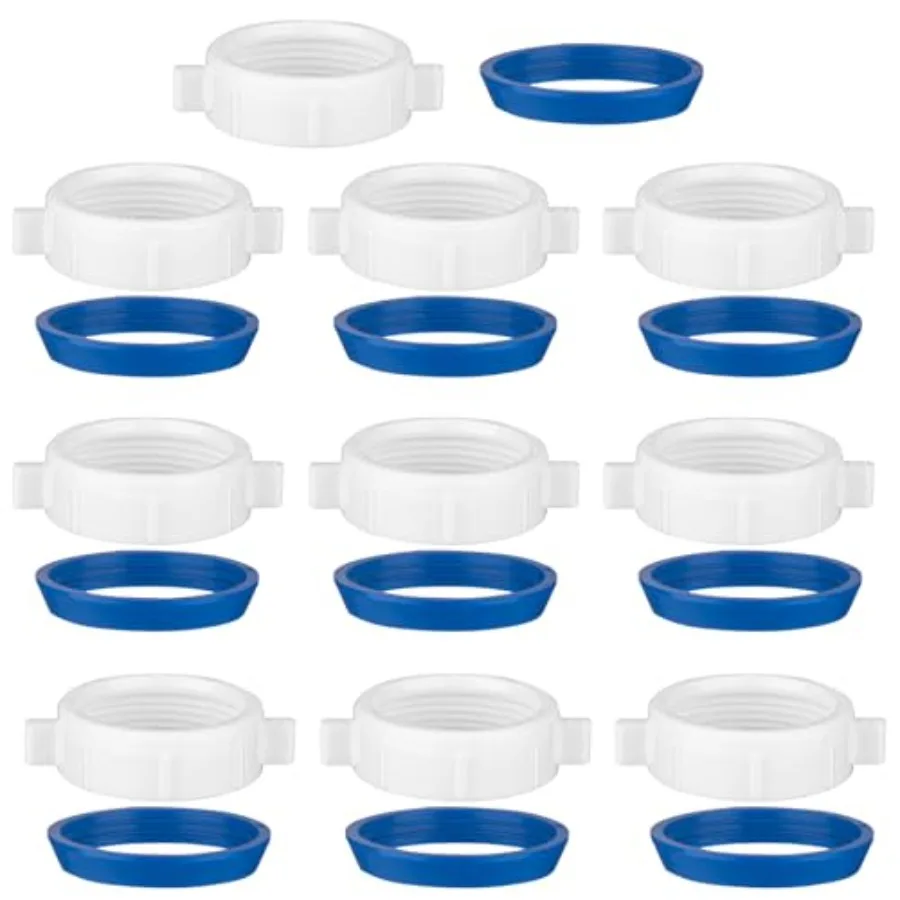 20 Pack Nut (10 PCS) and Washer (10 PCS) for Kitchen Sink Drain 10 Pieces White Tubular Nut and 10 Pieces Blue Washer for Bathr
20 Pack Nut (10 PCS) and Washer (10 PCS) for Kitchen Sink Drain 10 Pieces White Tubular Nut and 10 Pieces Blue Washer for Bathr