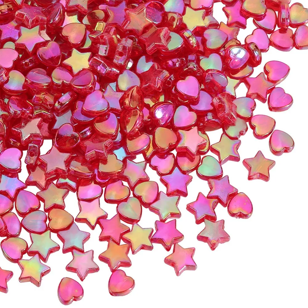 800Pcs 2 Styles Eco-Friendly Transparent Acrylic Beads AB Color Heart Star Red 8~10x8~10x3~4mm Hole: 1.5mm 400pcs/style
800Pcs 2 Styles Eco-Friendly Transparent Acrylic Beads AB Color Heart Star Red 8~10x8~10x3~4mm Hole: 1.5mm 400pcs/style