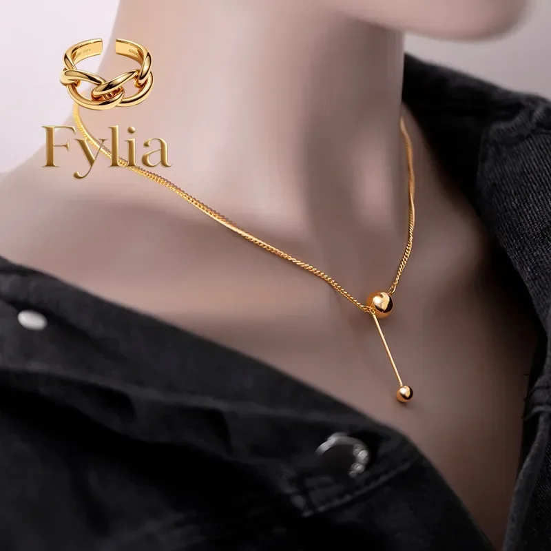 Fylia Jewelry 9999 24K Yellow Gold Tassel Light Bead Ball Clavicle Chain, a Statement Piece
Fylia Jewelry 9999 24K Yellow Gold Tassel Light Bead Ball Clavicle Chain, a Statement Piece