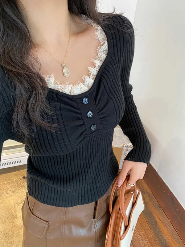 V-Ne Lace Knitted Base irt Women's Sle Slim Fit 2026 Spring New High-End Feeling Sweater ort Top Inner Wear
V-Ne Lace Knitted Base irt Women's Sle Slim Fit 2026 Spring New High-End Feeling Sweater ort Top Inner Wear