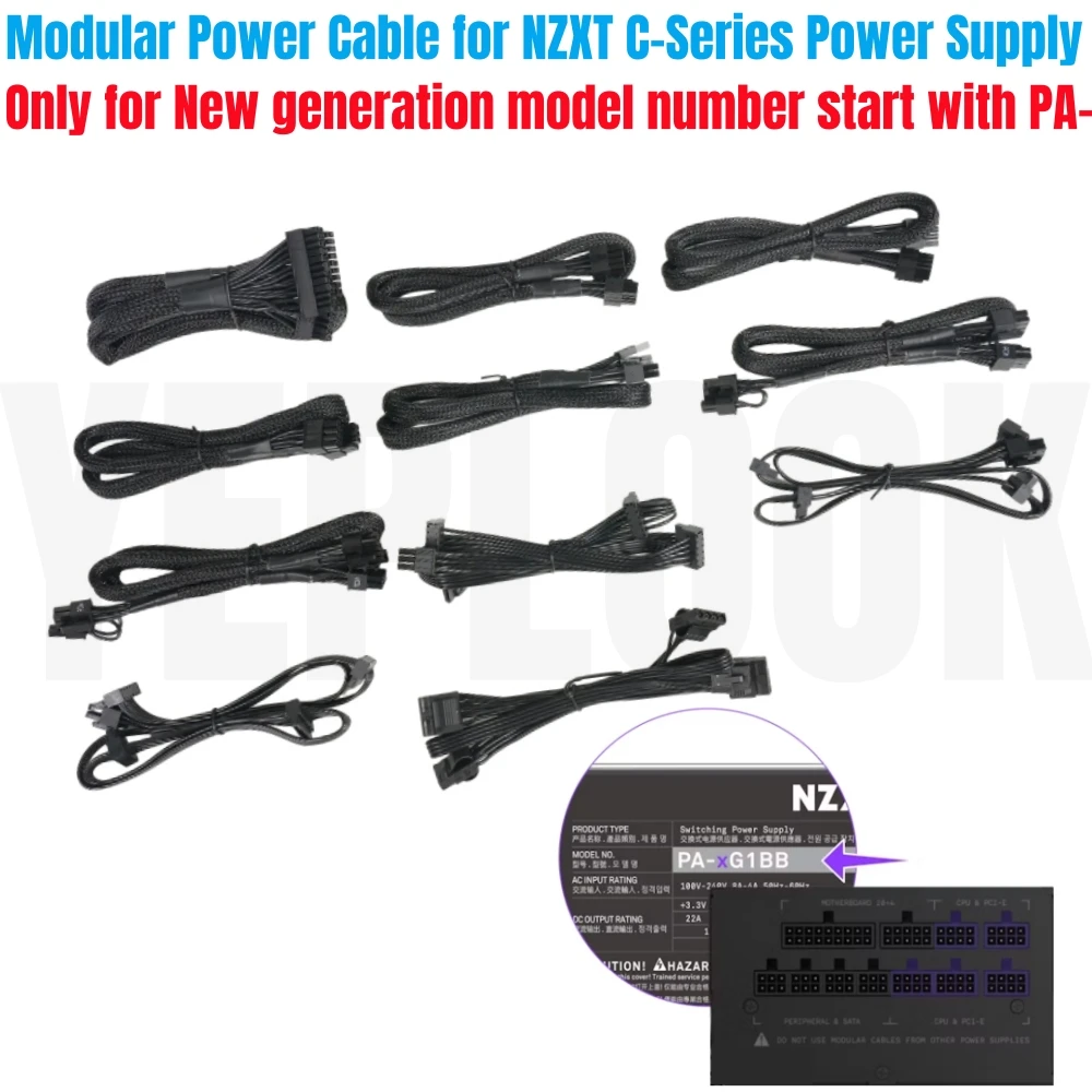 PCIe 8Pin, CPU 4+4Pin, SATA, Molex, 24Pin Power Cable for NZXT C-Series C550, C650, C750, C1000, C1200 PSU Model Number with PA-
PCIe 8Pin, CPU 4+4Pin, SATA, Molex, 24Pin Power Cable for NZXT C-Series C550, C650, C750, C1000, C1200 PSU Model Number with PA-