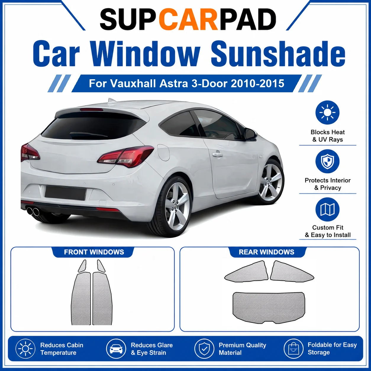 For Vauxhall - Vauxhall Astra 3-Door 2010-2015 Full Set Car Window Sunshades UV Block Privacy Heat Insulated Foldable Car Curtai
For Vauxhall - Vauxhall Astra 3-Door 2010-2015 Full Set Car Window Sunshades UV Block Privacy Heat Insulated Foldable Car Curtai