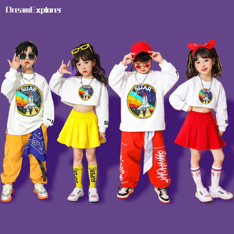 Girls Hip Hop Crop Top Solid Skirts Boys Street Dance Sweatshirt Bright Color Cargo Pants Child Streetwear Kids Jazz Clothes Set
Girls Hip Hop Crop Top Solid Skirts Boys Street Dance Sweatshirt Bright Color Cargo Pants Child Streetwear Kids Jazz Clothes Set