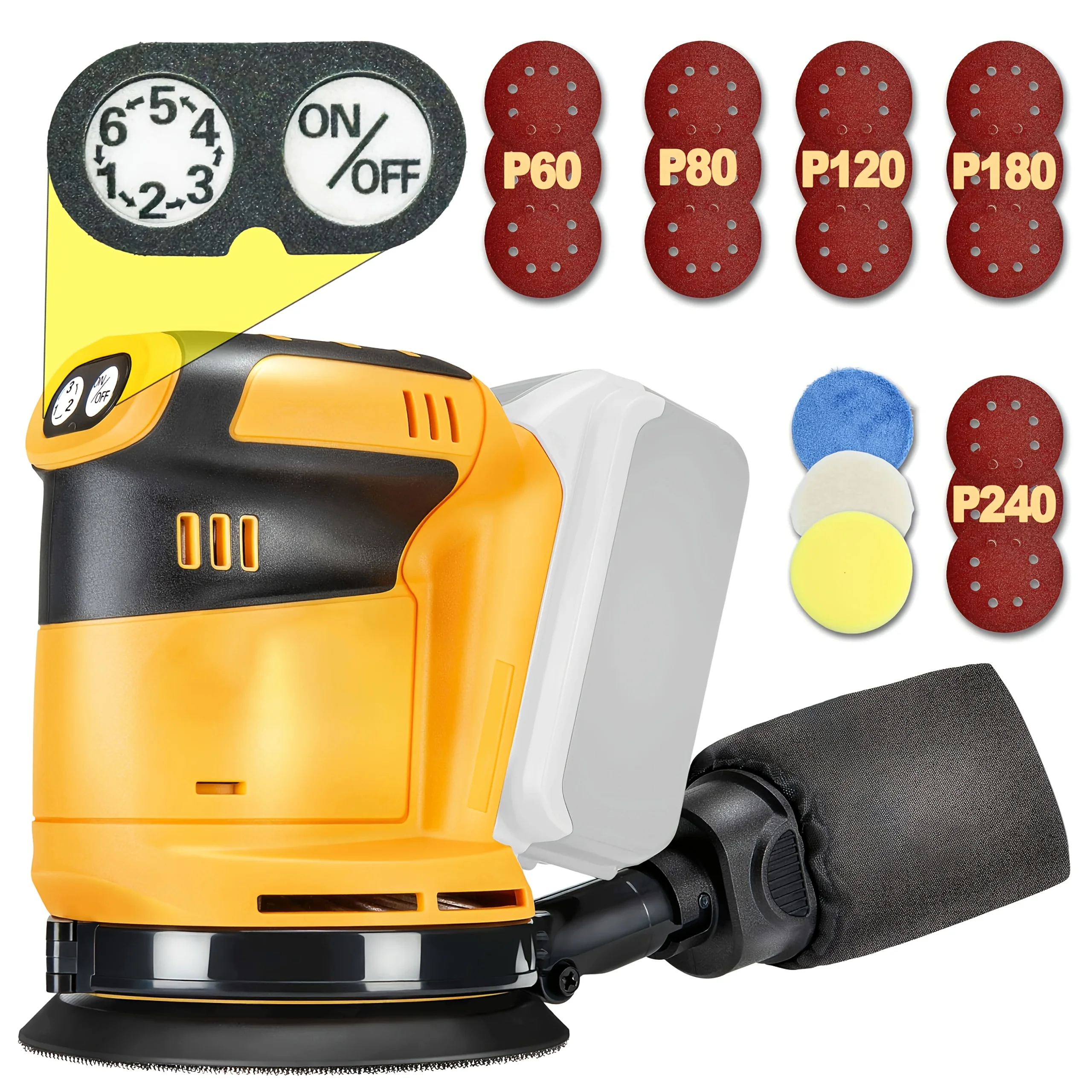 Suitable for Dewlt 20V Lithium Battery DCB200 DCB201 DCB203 DCB204 DCB206 DCB207 DCB181 DCB180 Batteries, Electric Sander Polisher for Woodworking, Sanding & Polishing, Tool Only - Includes 20 Sandpapers & 3 Polishing Sponges (Battery Not Included)
Suitable for Dewlt 20V Lithium Battery DCB200 DCB201 DCB203 DCB204 DCB206 DCB207 DCB181 DCB180 Batteries, Electric Sander Polisher for Woodworking, Sanding & Polishing, Tool Only - Includes 20 Sandpapers & 3 Polishing Sponges (Battery Not Included)
