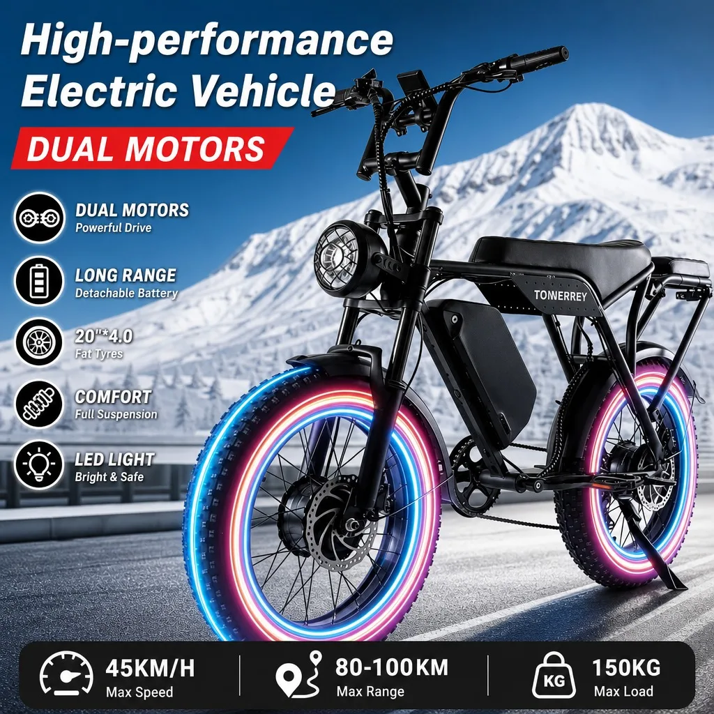Adult Electric Bicycle, Top Speed 45 Km/h,Road Electric Bicycle,58V 15AH Battery, 500W Motor , Electric Mountain Bike,Mountain Bike, Range 50 Km/100 Km, 20-inch * 4.0 Wide Tires.
Adult Electric Bicycle, Top Speed 45 Km/h,Road Electric Bicycle,58V 15AH Battery, 500W Motor , Electric Mountain Bike,Mountain Bike, Range 50 Km/100 Km, 20-inch * 4.0 Wide Tires.