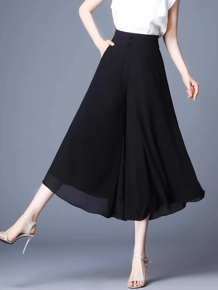 Summer Thin Wide Leg Pants Skirt for Women Casual Chiffon Lightweight High Waist Seven-Foot Skirt Pants Mom's Mid-Aged Style
Summer Thin Wide Leg Pants Skirt for Women Casual Chiffon Lightweight High Waist Seven-Foot Skirt Pants Mom's Mid-Aged Style
