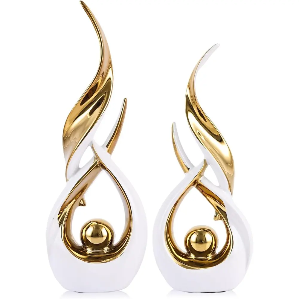 Modern Abstract Art 2-Piece Statue Set for Home Decor, Unique Shelving and Table Centerpiece (White Gold)
Modern Abstract Art 2-Piece Statue Set for Home Decor, Unique Shelving and Table Centerpiece (White Gold)