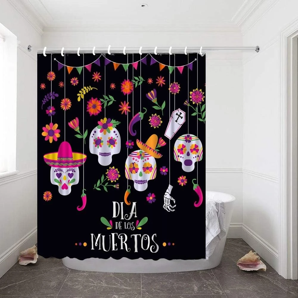 HGOD Designs Day of The Dead Shower Curtain Set with 12 Hooks Funny Flower Skull Dia De Los Muertos Sugar Design Bath Curtains
HGOD Designs Day of The Dead Shower Curtain Set with 12 Hooks Funny Flower Skull Dia De Los Muertos Sugar Design Bath Curtains