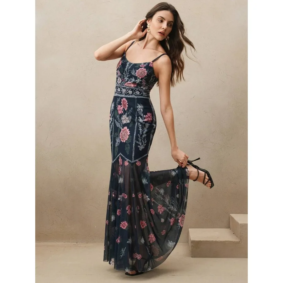 【New style】Anewsta Elegant Floral Network Splice Printed V-Neck Mermaid Hem Spaghetti Strap Dress, For Valentine's Day, Summer
【New style】Anewsta Elegant Floral Network Splice Printed V-Neck Mermaid Hem Spaghetti Strap Dress, For Valentine's Day, Summer