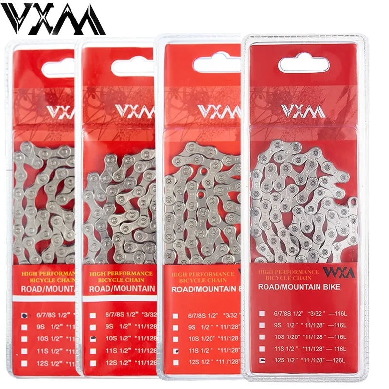VXM Bike Chain 8/9/10/11/12 Speed Single Speed Mountain Road Bicycle Electroplated Silver Lightweight Variable Speed Chain
VXM Bike Chain 8/9/10/11/12 Speed Single Speed Mountain Road Bicycle Electroplated Silver Lightweight Variable Speed Chain