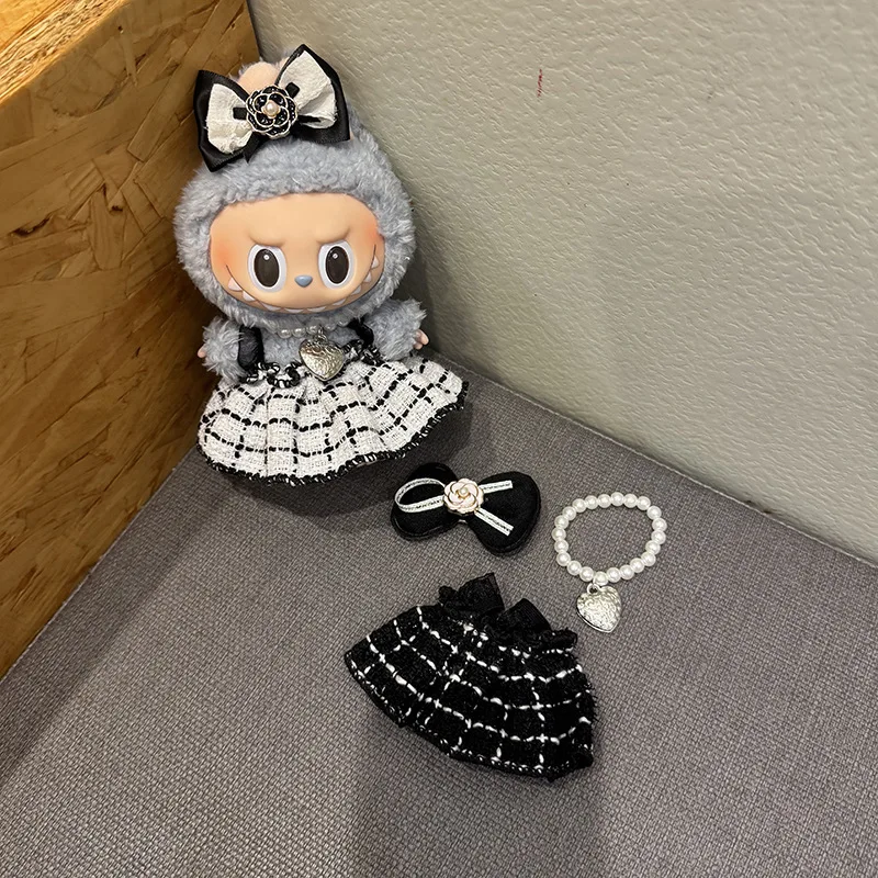 15/17cm LABUBU Idol Doll Tweed Outfit With Bow Hairpin Pearl Necklace For Gen1 2 3 Labubu Clothing Accessories Sitting Party
15/17cm LABUBU Idol Doll Tweed Outfit With Bow Hairpin Pearl Necklace For Gen1 2 3 Labubu Clothing Accessories Sitting Party