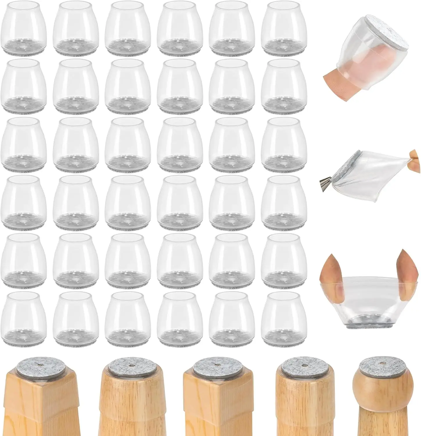 36 Pcs Silicone Chair Leg Floor Protectors with Felt Backing for Hardwood Floors, Furniture Feet Caps for Square Round Legs
36 Pcs Silicone Chair Leg Floor Protectors with Felt Backing for Hardwood Floors, Furniture Feet Caps for Square Round Legs