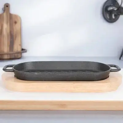 1Set Cast Iron Steak Plate Non-Stick Grill Dish Sturdy Teppanyaki Pan Heat Insulation Wooden Tray for Grilled Fish Steak
1Set Cast Iron Steak Plate Non-Stick Grill Dish Sturdy Teppanyaki Pan Heat Insulation Wooden Tray for Grilled Fish Steak