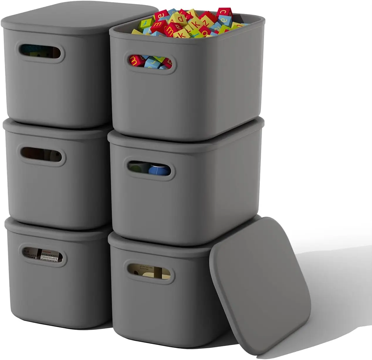 6 Pack Grey Storage Bins with Lids Stackable Storage Container for Organizing, Storage Boxes with
6 Pack Grey Storage Bins with Lids Stackable Storage Container for Organizing, Storage Boxes with