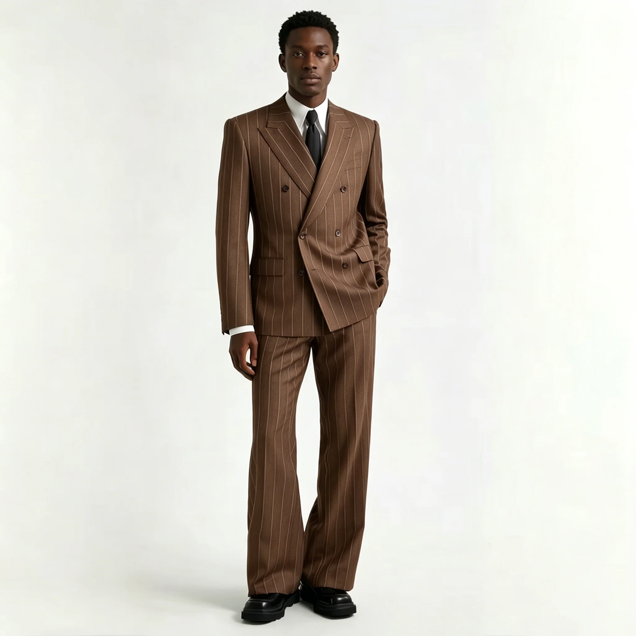 Mophiel Casual Men's Suits Pinstripe Tuxedo with Double Breasted Peaked Lapel Wide Leg Pants Prom Slim Fit Blazer Customized
Mophiel Casual Men's Suits Pinstripe Tuxedo with Double Breasted Peaked Lapel Wide Leg Pants Prom Slim Fit Blazer Customized