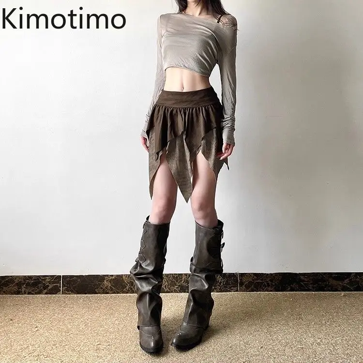 Kimotimo Vintage Irregular Mini Skirt Women Y2k Aesthetic High Waist Patchwork A-line Skirts Autumn Fashion Versatile Falda Юбка 
Kimotimo Vintage Irregular Mini Skirt Women Y2k Aesthetic High Waist Patchwork A-line Skirts Autumn Fashion Versatile Falda Юбка