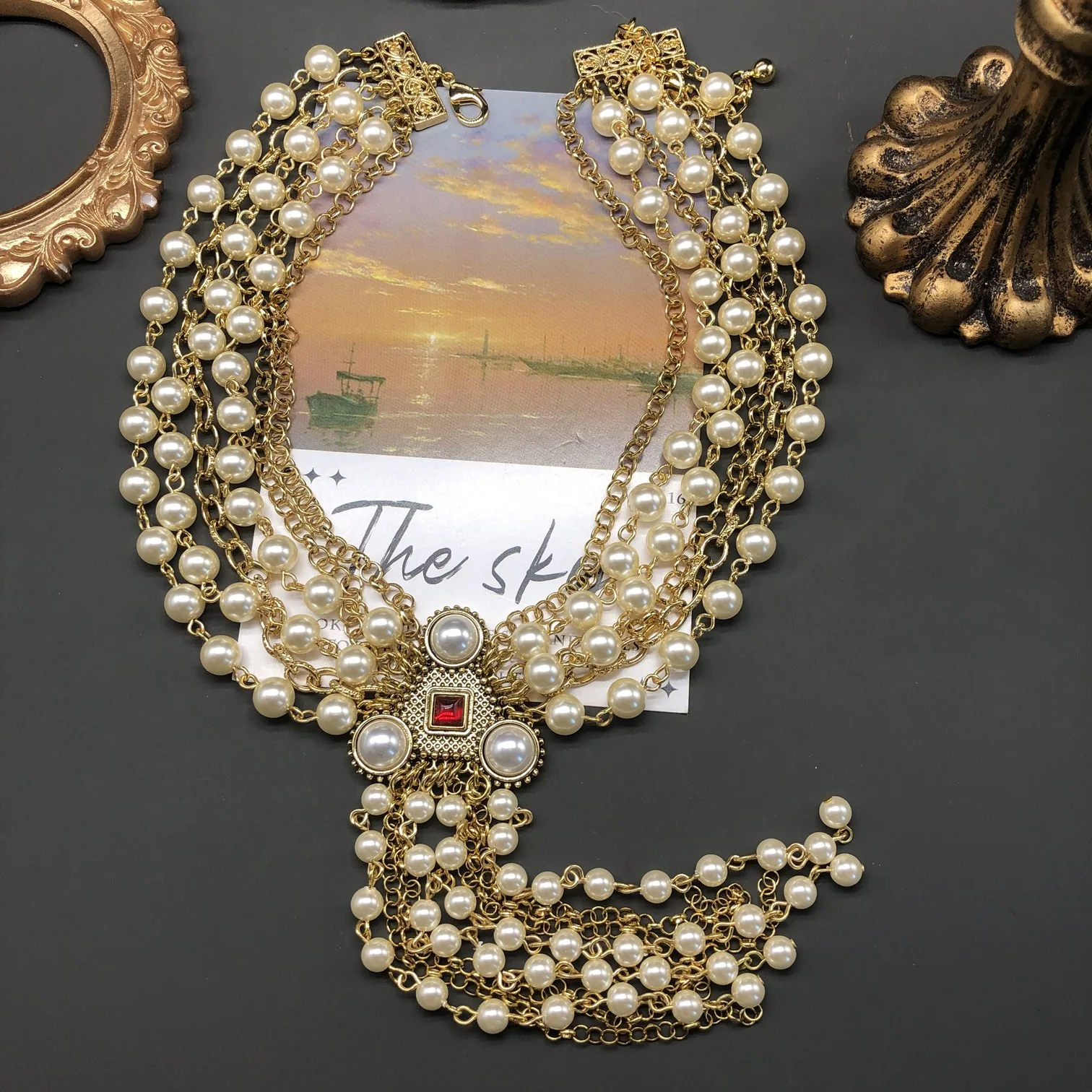 Long Multi-Layer Pearl Tassel Necklace Women's Fashion Jewelry Accessory
Long Multi-Layer Pearl Tassel Necklace Women's Fashion Jewelry Accessory