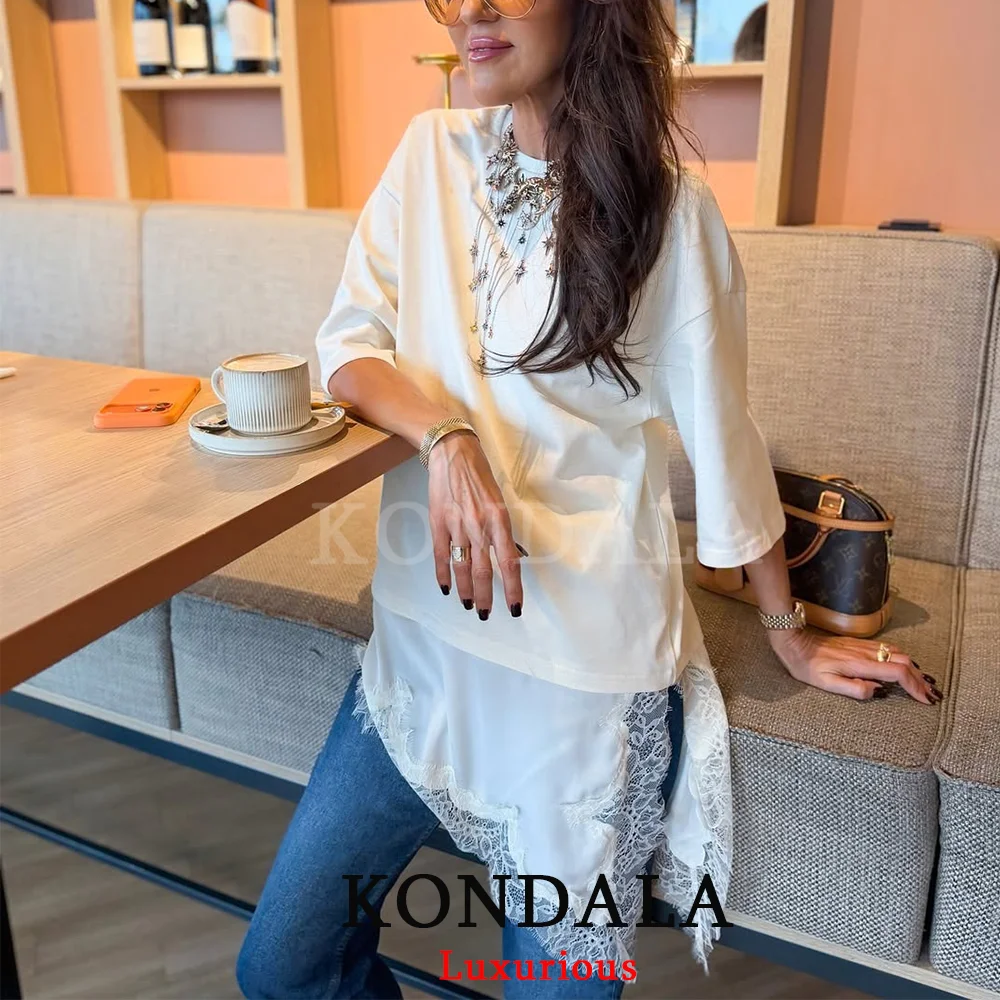 KONDALA Casual Chic Lace Patchwork Tshirts Women O Neck Half Sleeve Loose Women Party Tops Fashion 2026 Spring Y2K Girl Chic Top
KONDALA Casual Chic Lace Patchwork Tshirts Women O Neck Half Sleeve Loose Women Party Tops Fashion 2026 Spring Y2K Girl Chic Top