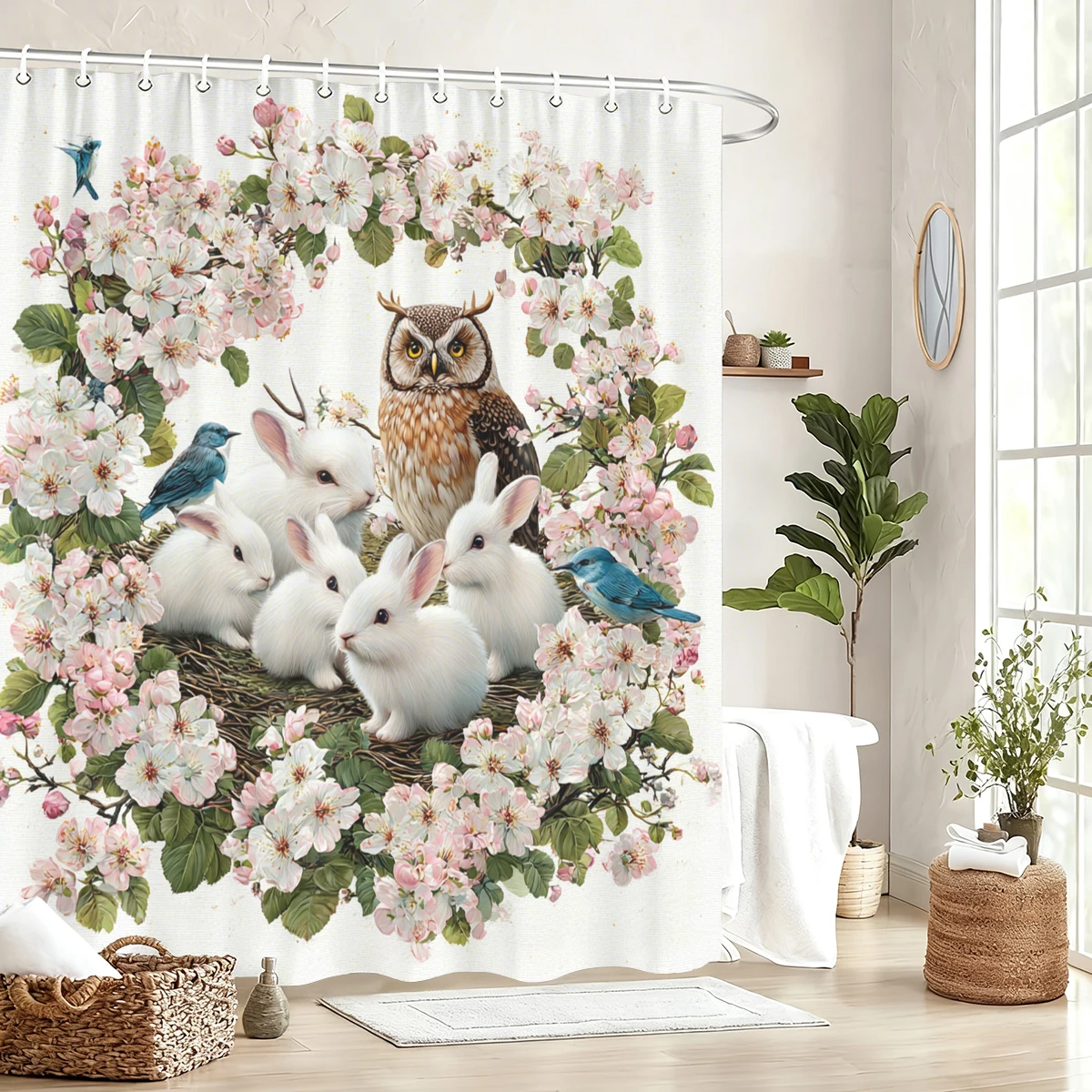 Cute Animal & Floral Pattern Polyester Shower Curtain - Adorable Bathroom Decor, Lovely Bathtub Partition for Home
Cute Animal & Floral Pattern Polyester Shower Curtain - Adorable Bathroom Decor, Lovely Bathtub Partition for Home