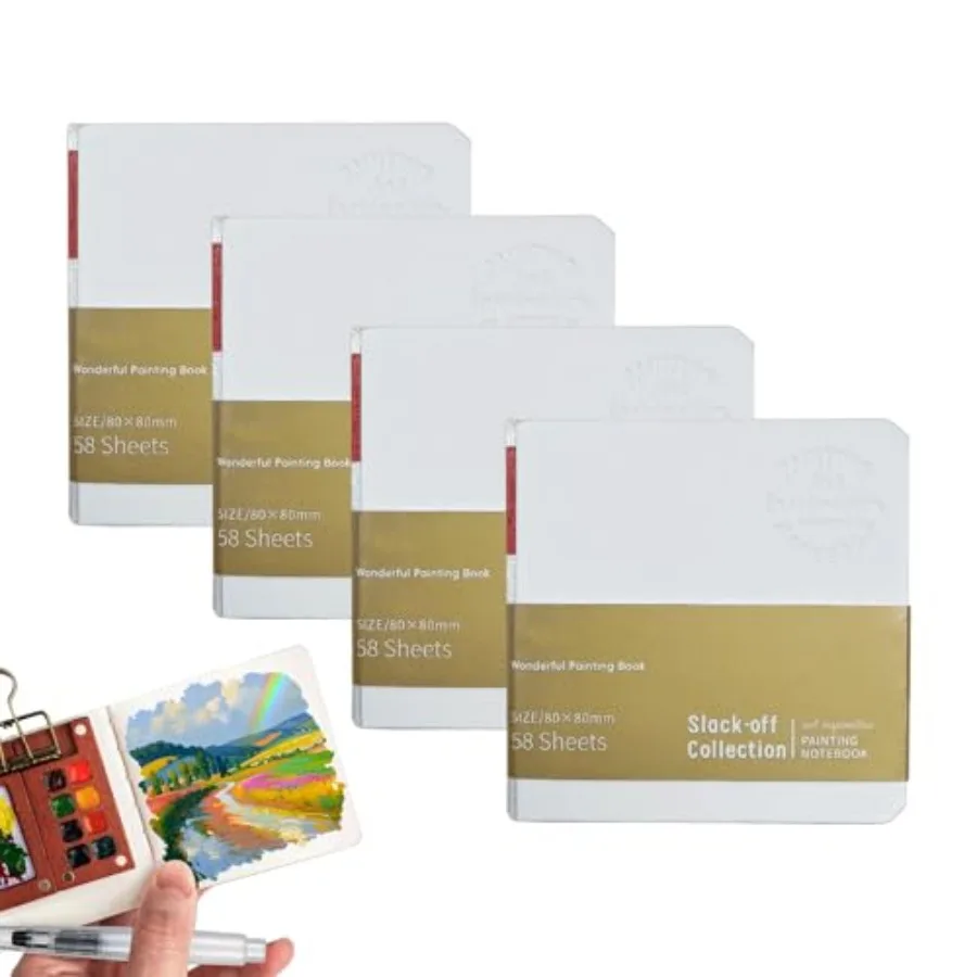 4 Pack Mini Watercolor Sketchbooks, 3.15" x 3.15", Thick, Pocket Size Paint with Water Color, Colored Pencil, Acrylic Marker, a
4 Pack Mini Watercolor Sketchbooks, 3.15" x 3.15", Thick, Pocket Size Paint with Water Color, Colored Pencil, Acrylic Marker, a