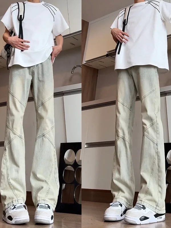 Yellow Clay Color Spliced Straight Leg Jeans Men Summer American Cool High Waist Long Pants Slim Fit Knife Flared Pants
Yellow Clay Color Spliced Straight Leg Jeans Men Summer American Cool High Waist Long Pants Slim Fit Knife Flared Pants