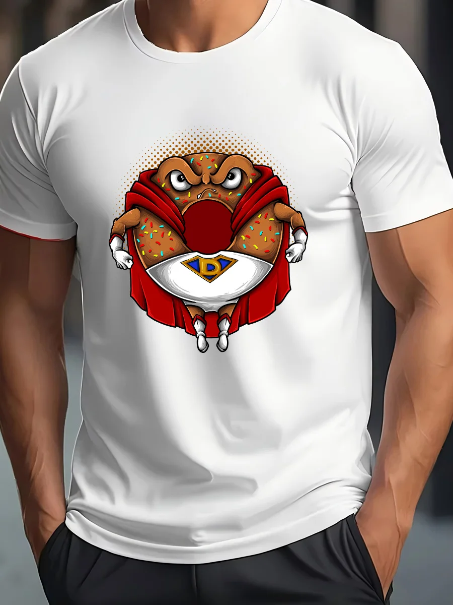 Белая футболка с короткими рукавами и принтом супергероя в виде пончика, забавная футболка с мультяшным рисунком для мужчин, повседневный хлопковый топ
Белая футболка с короткими рукавами и принтом супергероя в виде пончика, забавная футболка с мультяшным рисунком для мужчин, повседневный хлопковый топ