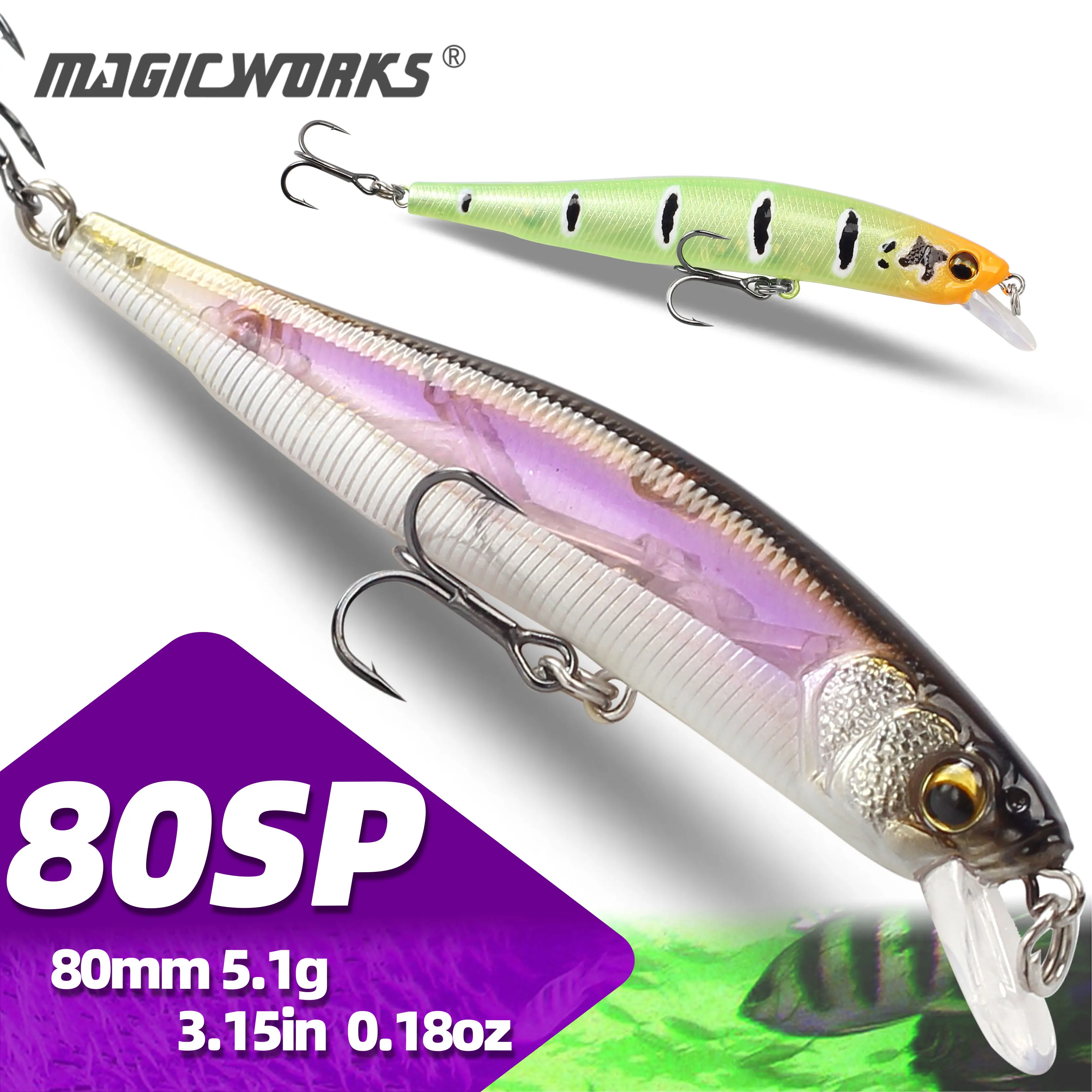Magic Works Minnow Lure Suspending 80mm 5.1g Hard Baits for Pike Bass Freshwater Artificial Fishing Lures Wobblers Jerkbait
Magic Works Minnow Lure Suspending 80mm 5.1g Hard Baits for Pike Bass Freshwater Artificial Fishing Lures Wobblers Jerkbait