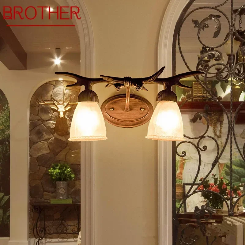 BROTHER American Retro Creative Deer Horn Wall Lamp Nordic Art Living Room Bedroom Bedside Bar Staircase Villa Hotel Aisle Light
BROTHER American Retro Creative Deer Horn Wall Lamp Nordic Art Living Room Bedroom Bedside Bar Staircase Villa Hotel Aisle Light