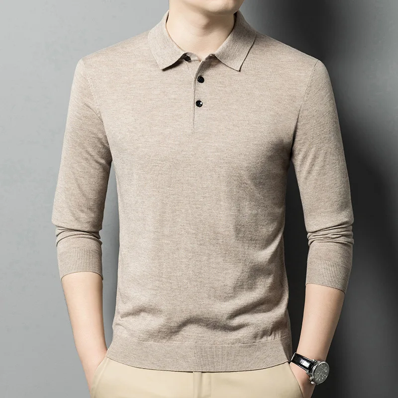 Men Autumn lapel Tshirt Long Sleeve Casual Male Solid kni Polo Shirt Fit Slim Korean Clothing Button Shirts 2024J1
Men Autumn lapel Tshirt Long Sleeve Casual Male Solid kni Polo Shirt Fit Slim Korean Clothing Button Shirts 2024J1