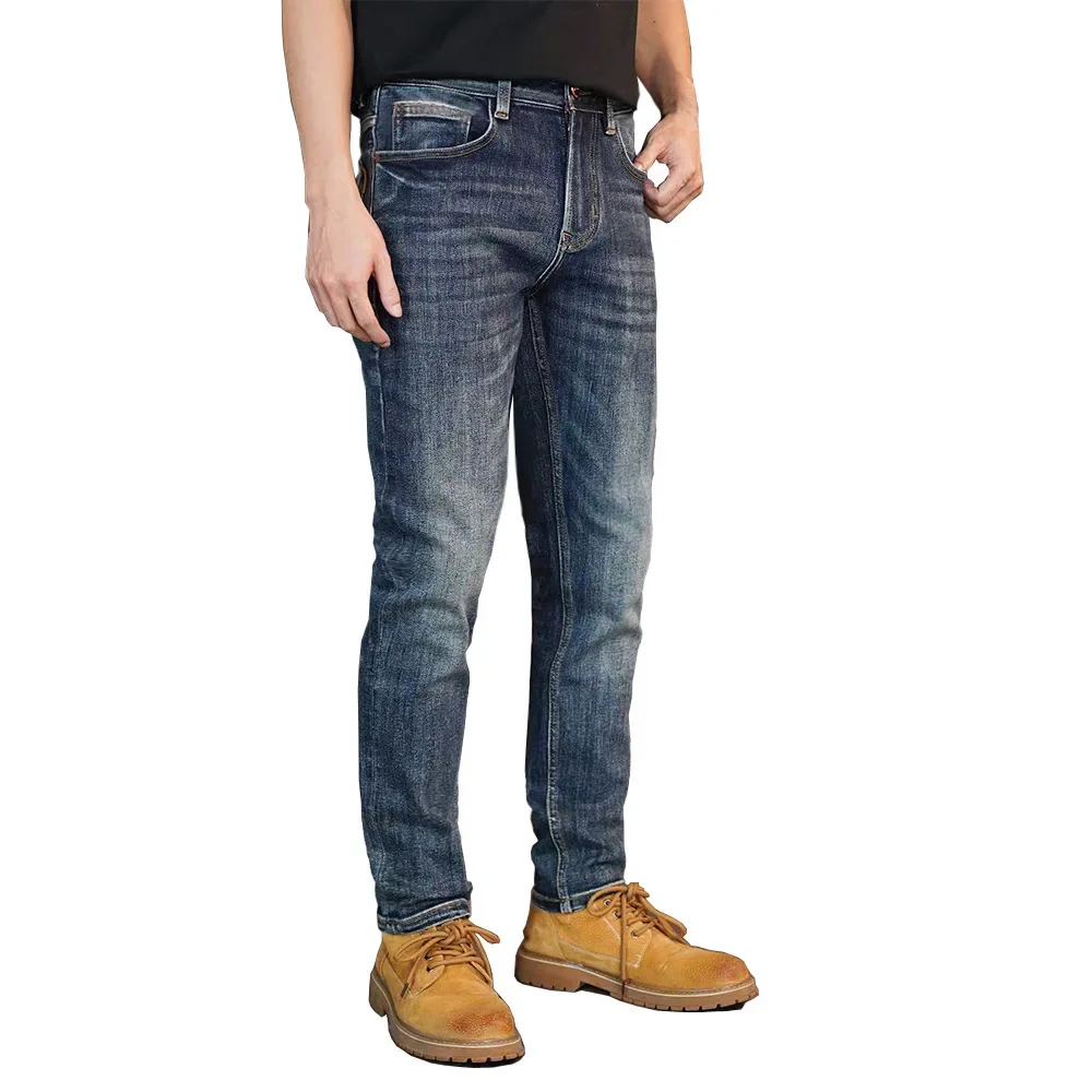Pop Four Seasons New Fashion Men's Washed Dark Blue Elastic Straight Jeans Pants Casual Trendy Slim Denim Trousers Streetwear Ma
Pop Four Seasons New Fashion Men's Washed Dark Blue Elastic Straight Jeans Pants Casual Trendy Slim Denim Trousers Streetwear Ma