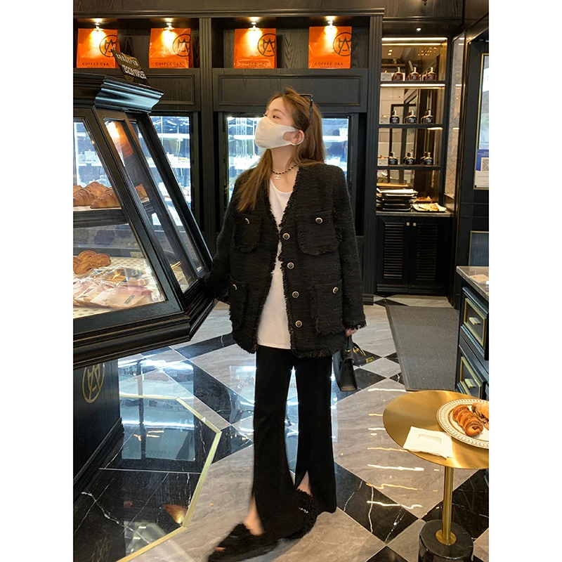 Ele Bla Small Fraance Sle Jaet Women's Autumn Winter High-End Feeling Thi Tweed down Cotton Coat for Ladies
Ele Bla Small Fraance Sle Jaet Women's Autumn Winter High-End Feeling Thi Tweed down Cotton Coat for Ladies