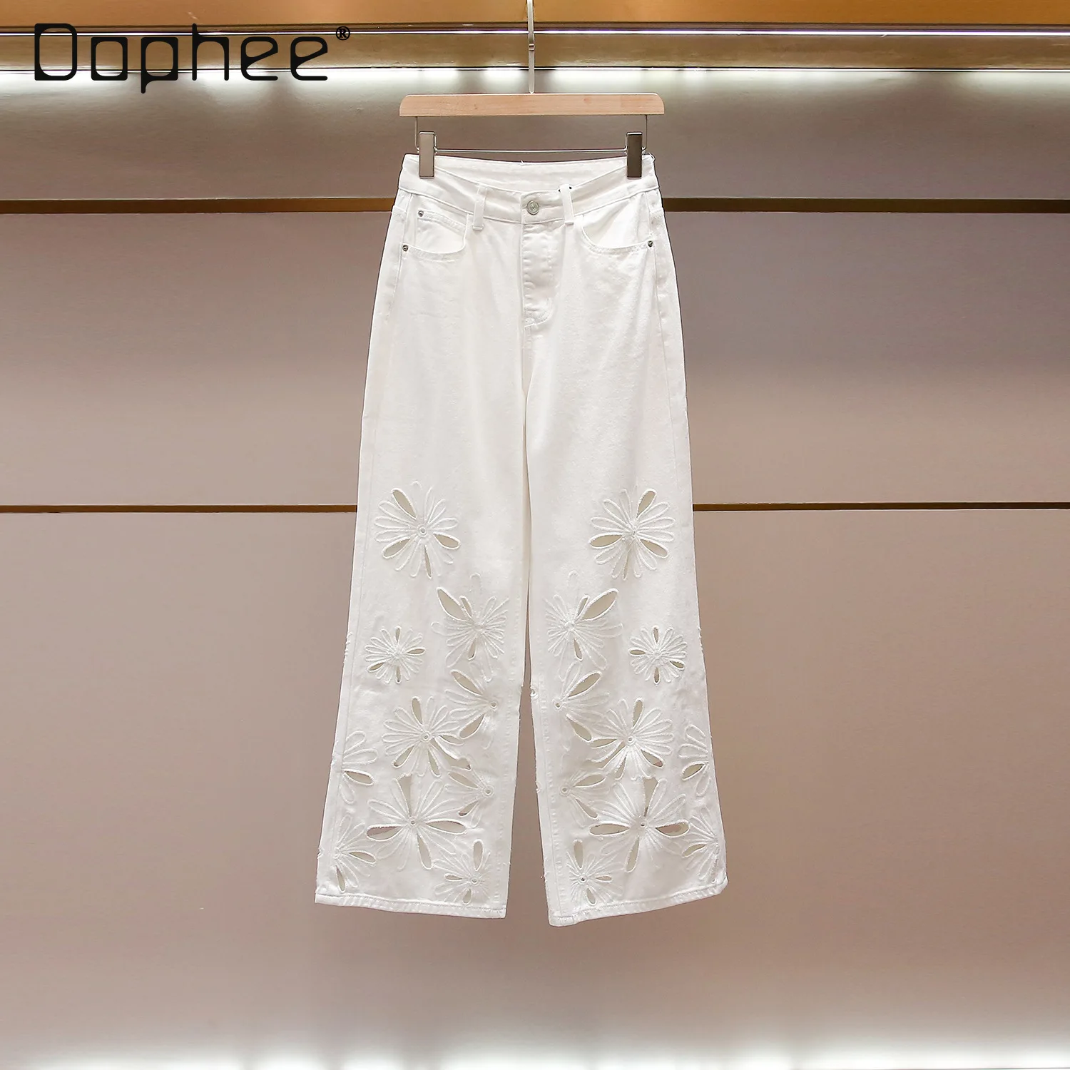 Summer New French Fashion Hollow White Straight Jeans High-end Sense Solid Color Versatile High-waisted Slim Wide-leg Pants
Summer New French Fashion Hollow White Straight Jeans High-end Sense Solid Color Versatile High-waisted Slim Wide-leg Pants