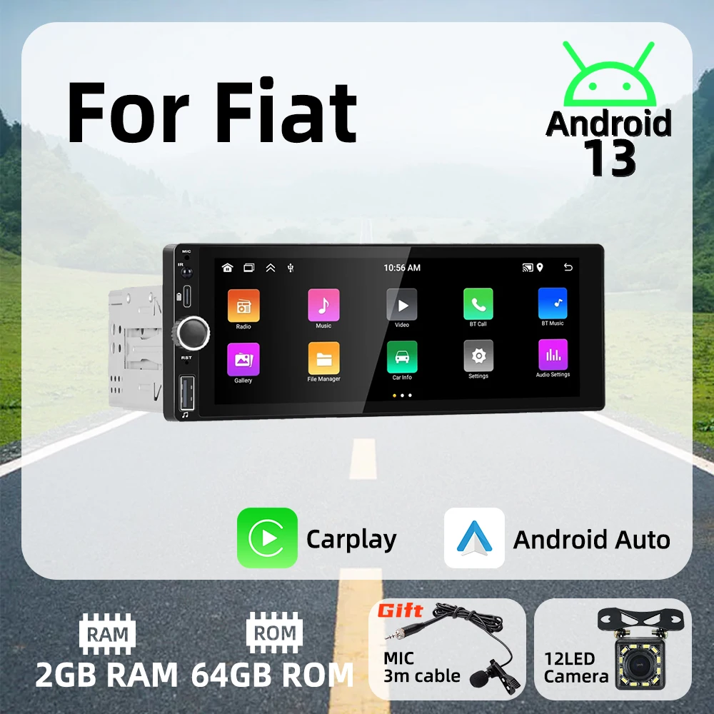Carplay Android Auto Android Car Multimedia Player 1 Din Radio for Fiat 6.86" Screen Stereo Head Unit Autoradio GPS Navigation
Carplay Android Auto Android Car Multimedia Player 1 Din Radio for Fiat 6.86" Screen Stereo Head Unit Autoradio GPS Navigation