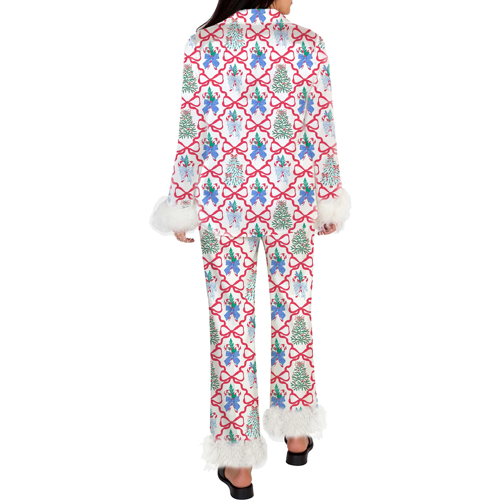 Женские рождественские пижамные комплекты, модные топы с лацканами и v-образным вырезом, длинными рукавами и брюками, мягкая одежда для сна из 2 предметов
Женские рождественские пижамные комплекты, модные топы с лацканами и v-образным вырезом, длинными рукавами и брюками, мягкая одежда для сна из 2 предметов