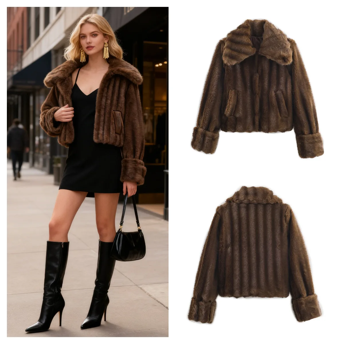 Women's Fashion Warm Coat Winter High-Street Sexy Warm Large Lapel Faux Fur Short Jacket Loose-Fit Long Sleeve Pockets Outwear
Women's Fashion Warm Coat Winter High-Street Sexy Warm Large Lapel Faux Fur Short Jacket Loose-Fit Long Sleeve Pockets Outwear