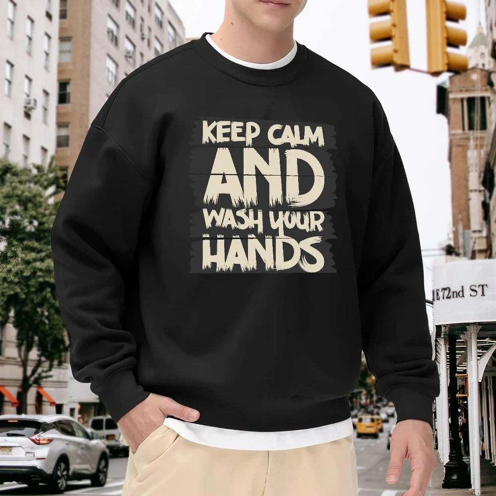 Men's Black Crew Neck Pullover Sweatshirt with Letter Print, Trendy Top, Loose Casual Street Style, Versatile for Everyday Wear, Comfortable, Breathable, Easy to Match
Men's Black Crew Neck Pullover Sweatshirt with Letter Print, Trendy Top, Loose Casual Street Style, Versatile for Everyday Wear, Comfortable, Breathable, Easy to Match