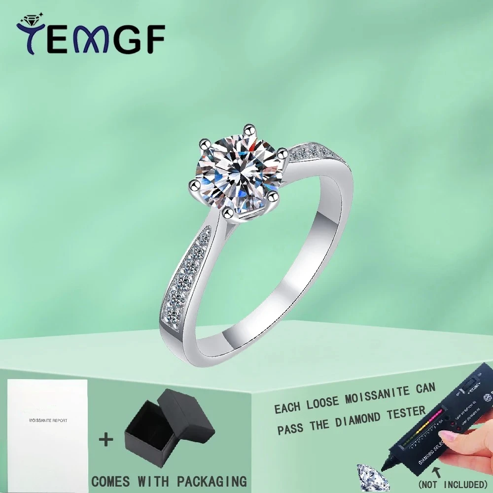 TEMGF Moissanite/Zircon Sparkling Ring Classic 6 Prong S925 Sterling Silver Fine Jewelry for Women Wedding Anniversary Love Gift
TEMGF Moissanite/Zircon Sparkling Ring Classic 6 Prong S925 Sterling Silver Fine Jewelry for Women Wedding Anniversary Love Gift