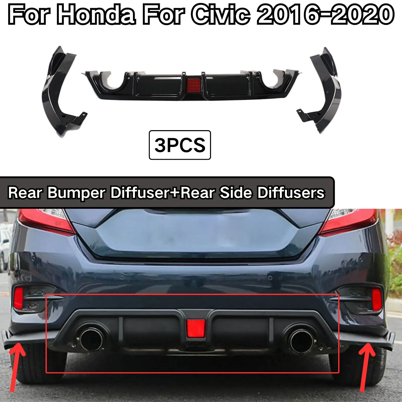 For Honda Civic 10th Generation 2016-2020 Rear Bumper Diffuser And Rear Side Diffusers Car Accessories Spoiler Splitter Diffuser
For Honda Civic 10th Generation 2016-2020 Rear Bumper Diffuser And Rear Side Diffusers Car Accessories Spoiler Splitter Diffuser