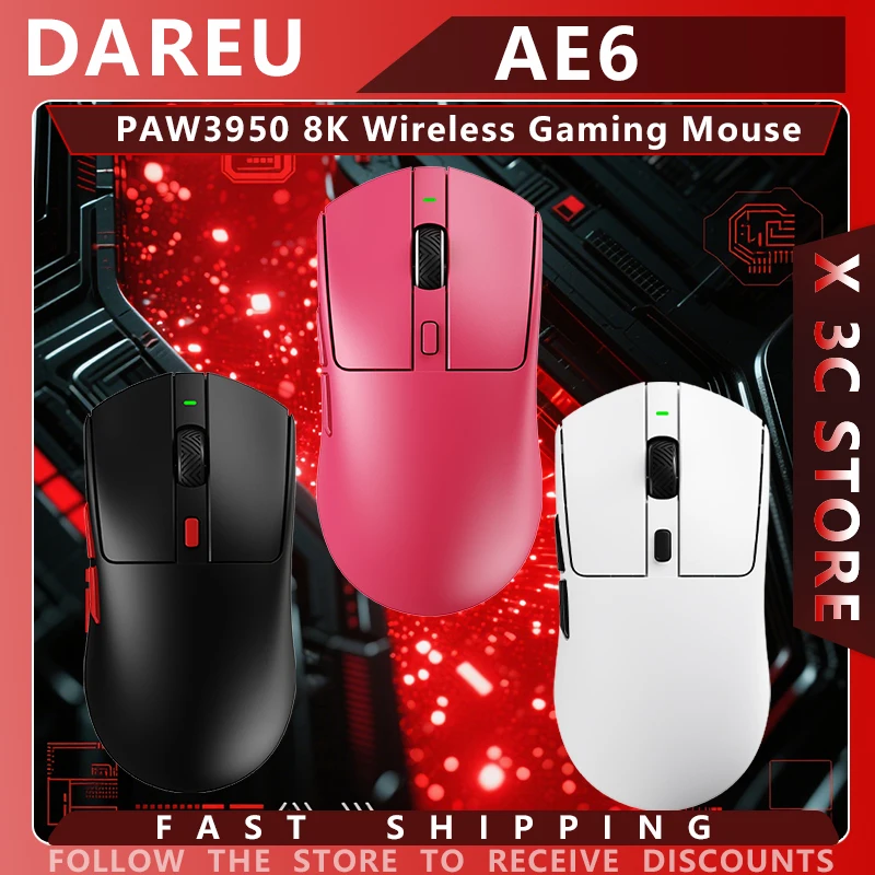 DAREU AE6 Wireless Gaming Mouse 3Mode PAW3950 8000hz 30000DPI 2.4G AMI Speed Lightweight Customize Mouse for PC Laptop Gift
DAREU AE6 Wireless Gaming Mouse 3Mode PAW3950 8000hz 30000DPI 2.4G AMI Speed Lightweight Customize Mouse for PC Laptop Gift