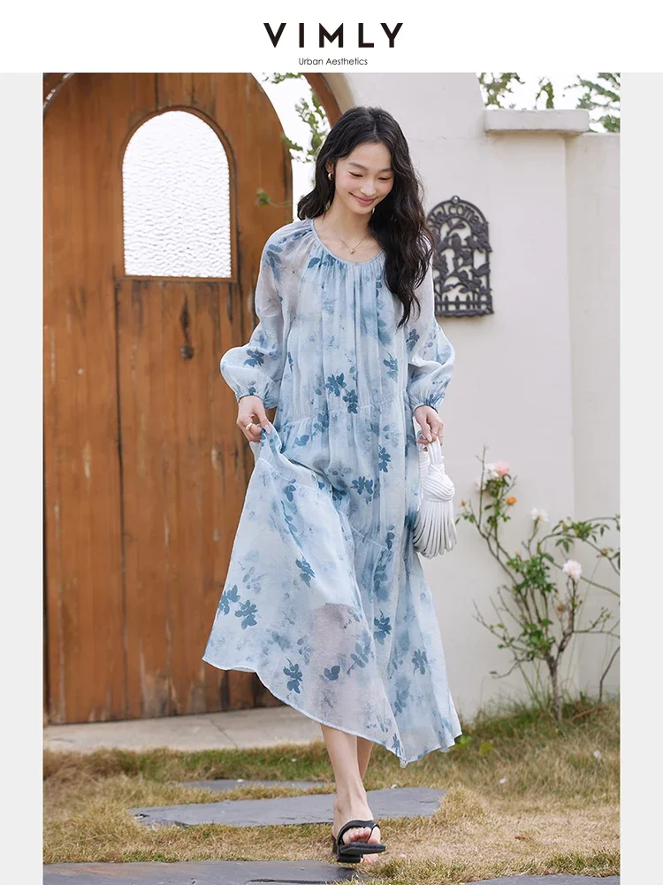 VIMLY Women Elegant Vintage Irregular Floral Long Dress 2025 Spring Casual Vacation Style A Line Asymmetrical Long Dress Simple
VIMLY Women Elegant Vintage Irregular Floral Long Dress 2025 Spring Casual Vacation Style A Line Asymmetrical Long Dress Simple