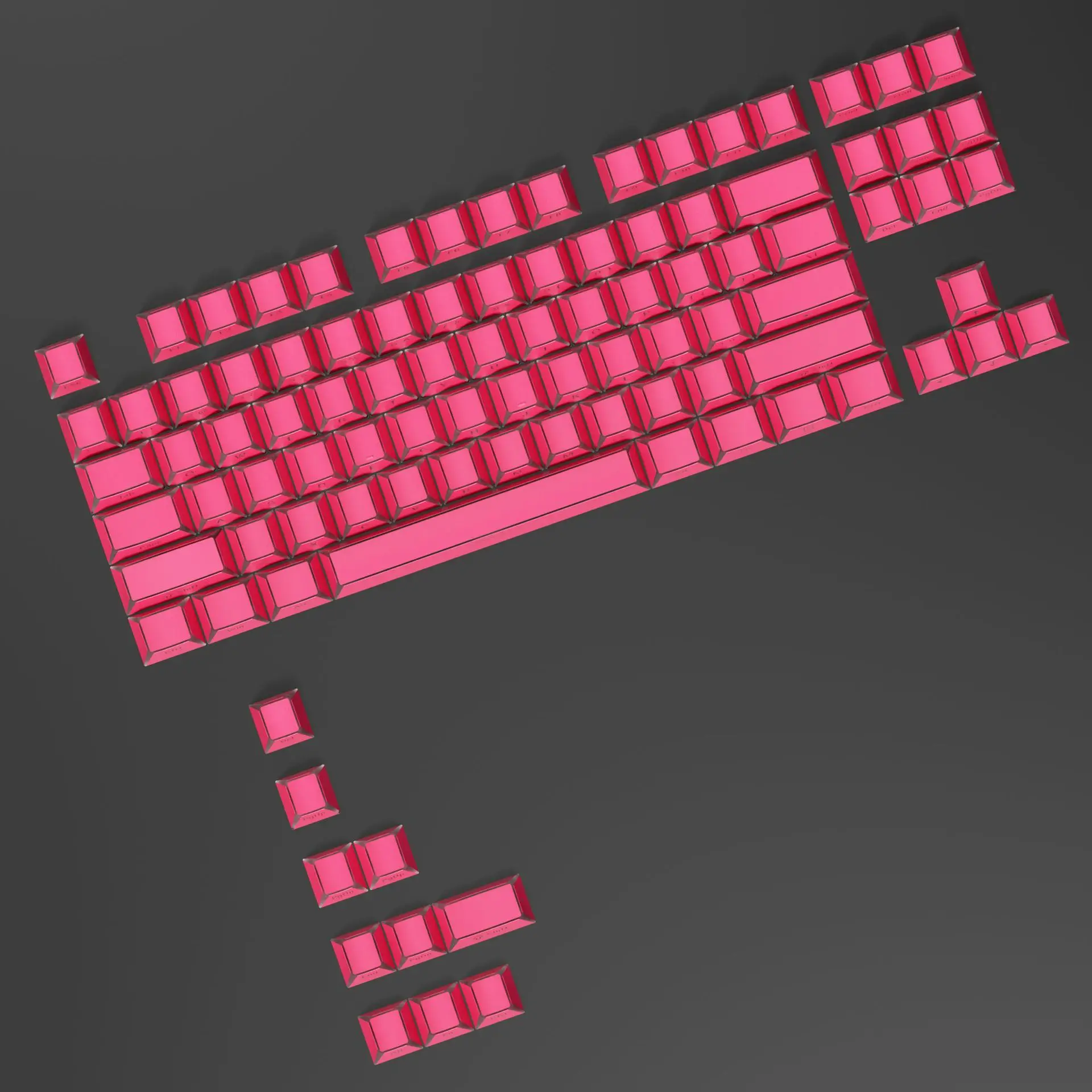 Red folded light-transmitting keycap PBT material 97 keys on slightly ground sand surface Original factory height Suitable
Red folded light-transmitting keycap PBT material 97 keys on slightly ground sand surface Original factory height Suitable