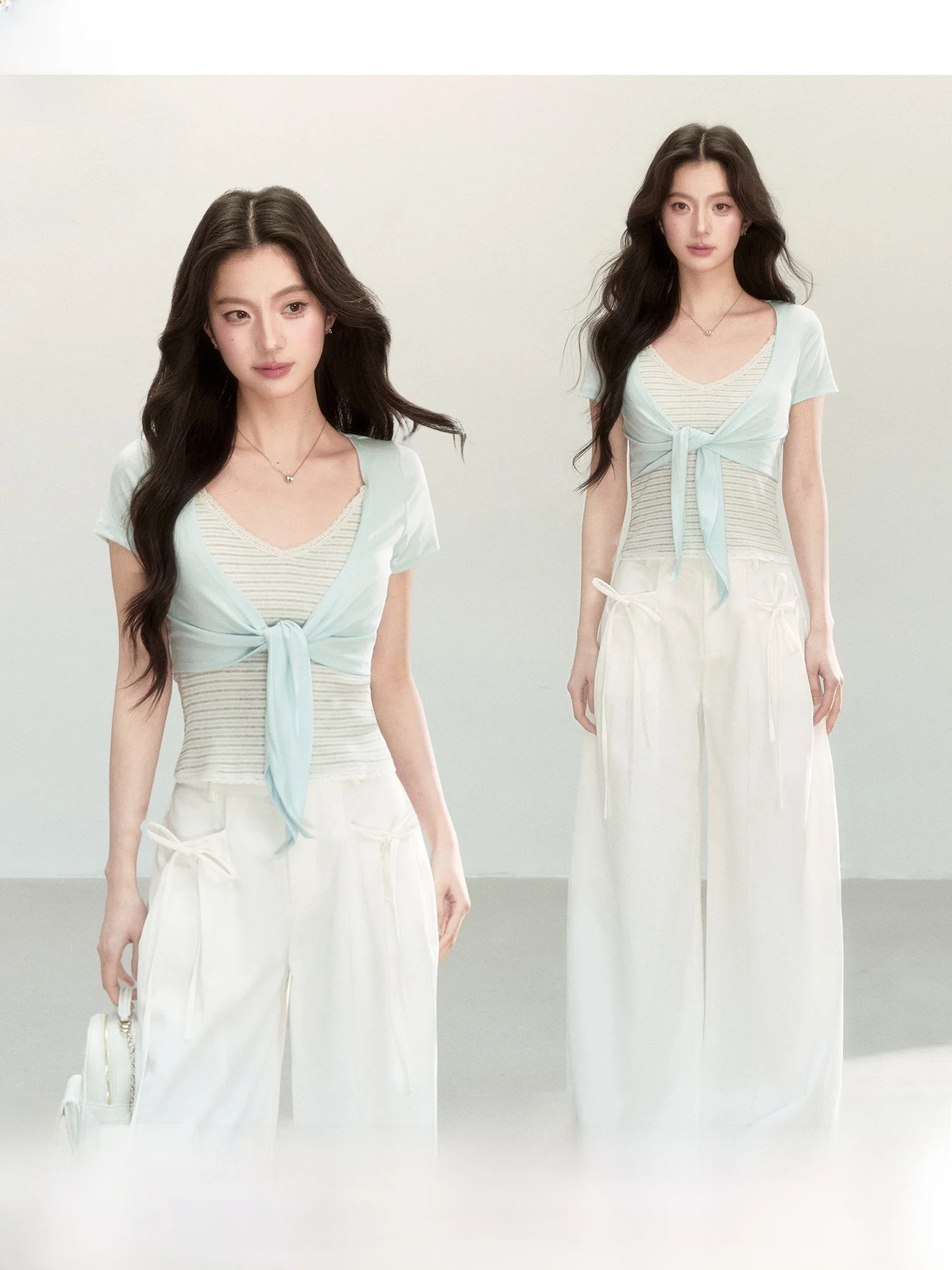 QDQD Korean Style High Elastic Texture Blue Knitted Cardigan Sleeveless Vest Striped Trim Fit V-neck Short Sleeve Women's Top
QDQD Korean Style High Elastic Texture Blue Knitted Cardigan Sleeveless Vest Striped Trim Fit V-neck Short Sleeve Women's Top